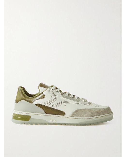 Berluti White Playoff Suede-trimmed Leather Sneakers for men