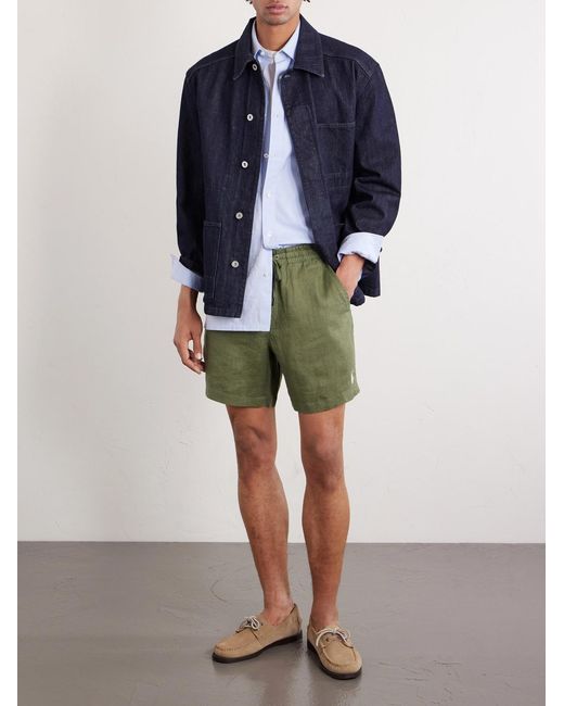 Polo Ralph Lauren Green Straight-leg Linen Drawstring Shorts for men