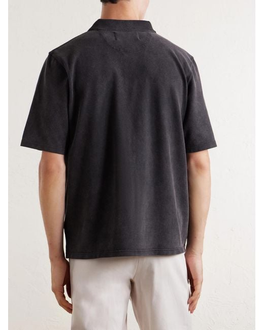 Corridor NYC Black Garment-Dyed Cotton-Piqué Polo Shirt for men