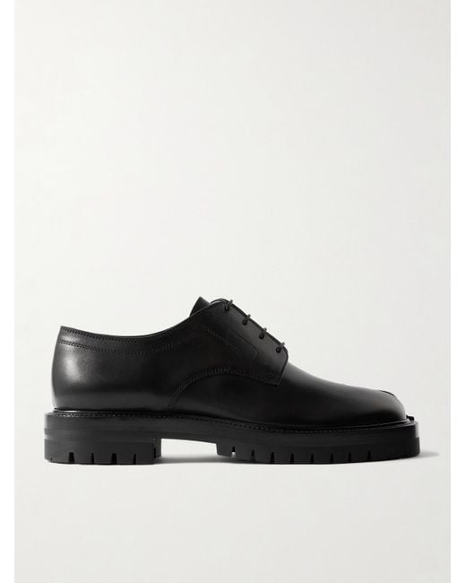 Maison Margiela Black Tabi Split-Toe Leather Derby Shoes for men