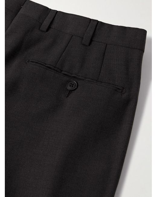 Saman Amel Black Straight-Leg Pleated Wool-Blend Suit Trousers for men