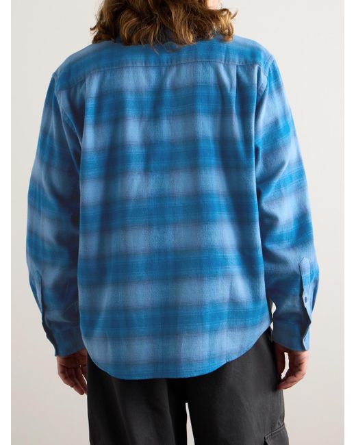 Thisisneverthat Blue Checked Cotton-flannel Shirt for men
