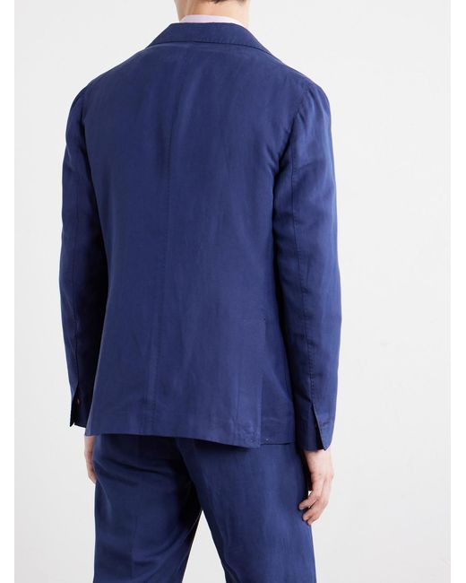 Eleventy Blue Lyocell And Linen-Blend Suit Jacket for men