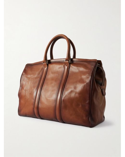 Officine Creative Brown Quentin 009 Leather Weekend Bag for men