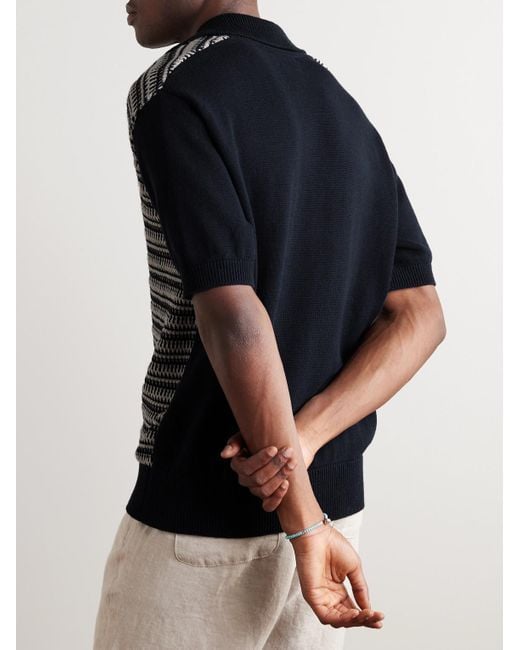 Oliver Spencer Black Penhale Organic Cotton-jacquard Polo Shirt for men