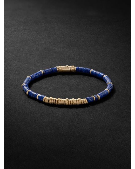 John Hardy Black Gold Lapis Lazuli Heishi Beaded Bracelet for men