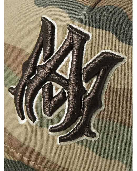 Amiri Green Ma Logo-embroidered Camouflage-print Cotton-canvas And Mesh Trucker Cap for men