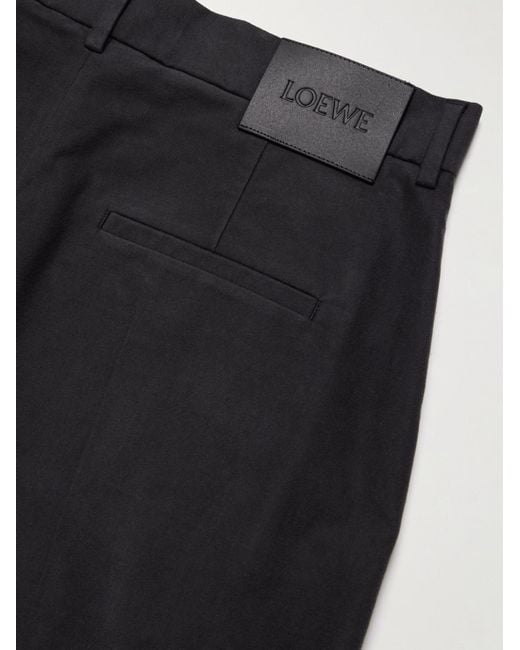 Loewe Gray Straight-Leg Pleated Cotton-Blend Moleskin Trousers for men