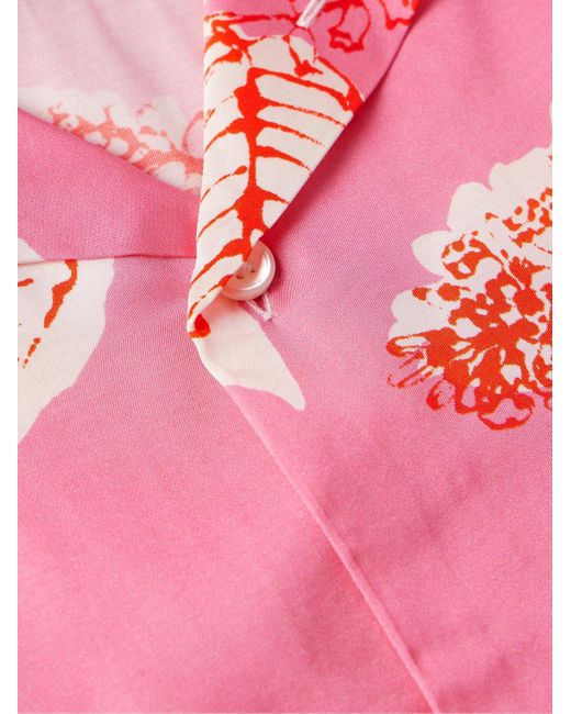 Corridor NYC Pink Convertible-collar Floral-print Satin Shirt for men