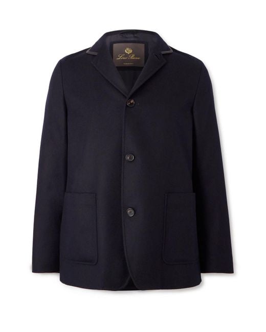 Loro Piana Blue Spagna Leather-trimmed Cashmere-felt Jacket for men