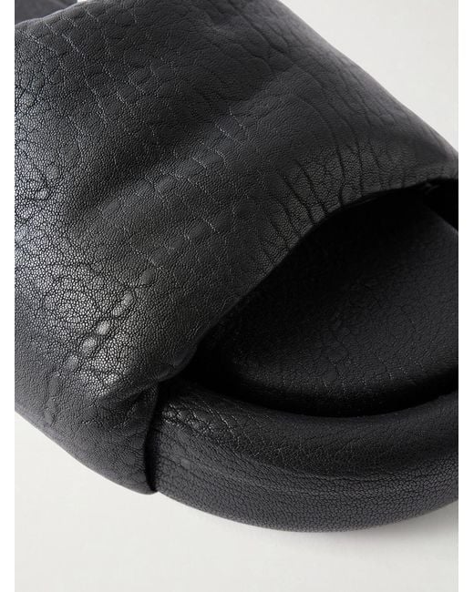Rick Owens Black Chancla Full-Grained Leather Slides for men
