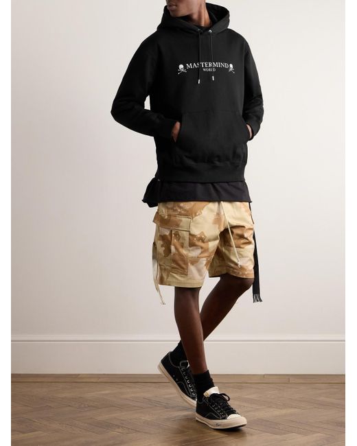MASTERMIND WORLD Black Logo-print Cotton-jersey Hoodie for men
