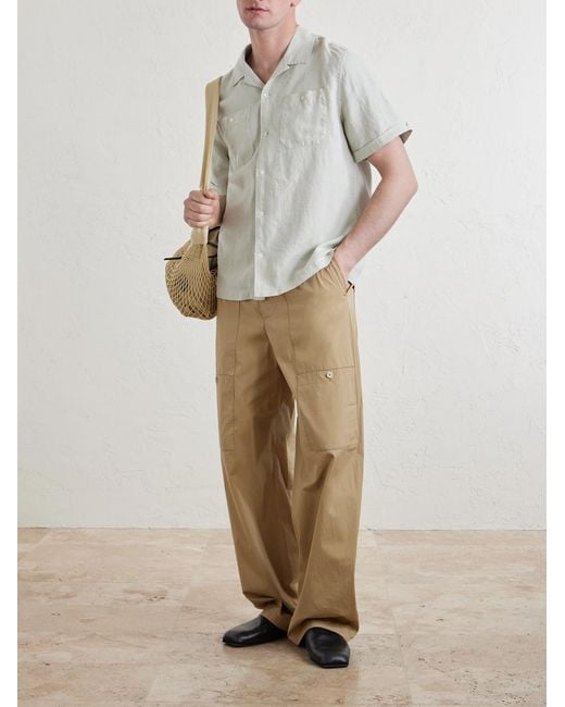Mr P. White Convertible-Collar Garment-Dyed Linen Shirt for men