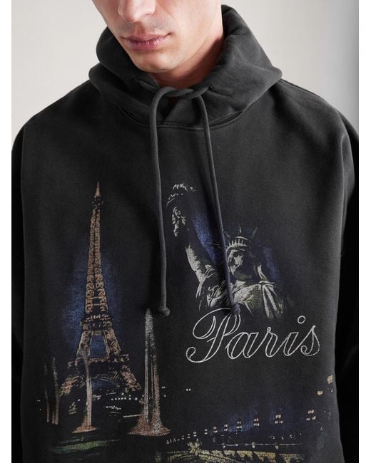 Vetements Blue Paris Tourist Printed Cotton-blend Jersey Hoodie for men