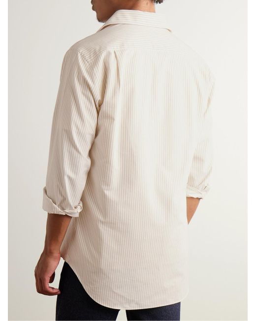 Loro Piana White Andre Striped Silk And Cotton-Blend Twill Shirt for men
