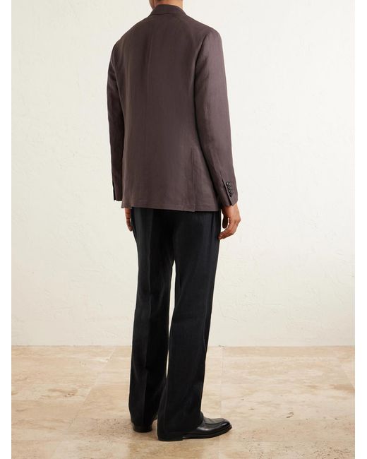 Canali Brown Kei Linen And Silk-blend Suit Jacket for men
