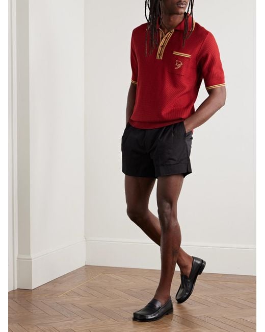 Dolce & Gabbana Schmal geschnittene Shorts aus Twill aus einer Baumwollmischung mit Falten in Black für Herren