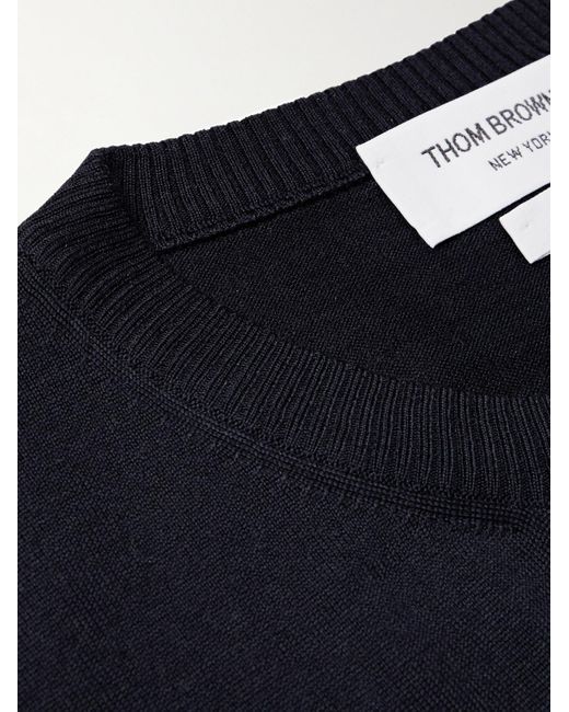 Thom Browne Blue Striped Merino Wool Sweater for men