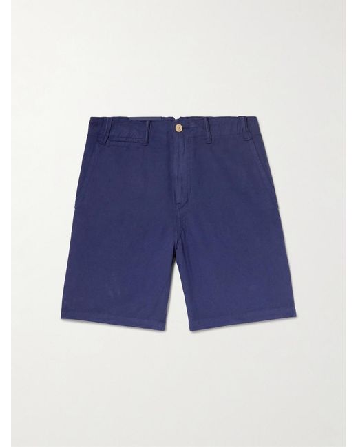 Polo Ralph Lauren Blue Straight-Leg Cotton And Linen-Blend Shorts for men