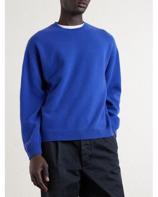 Auralee Blue Cashmere Sweater for men