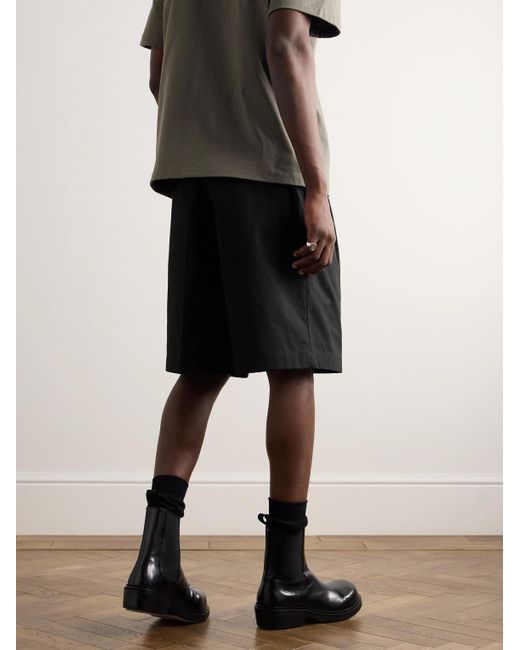 Jil Sander Black Wide-leg Pleated Cotton-canvas Shorts for men