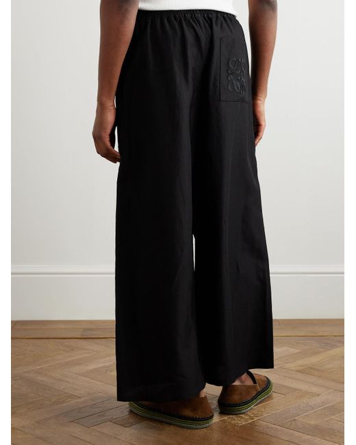Loewe Black Paula's Ibiza Wide-leg Cropped Woven Drawstring Trousers for men