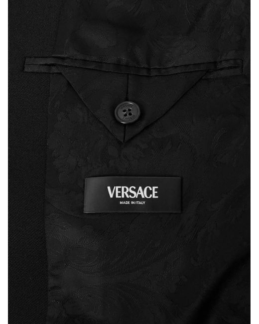 Versace Black Crystal And Bead-Embellished Grain De Poudre Wool Suit Jacket for men