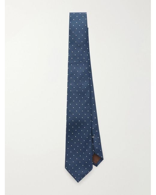 Canali Blue 8Cm Polka-Dot Silk-Twill Tie for men