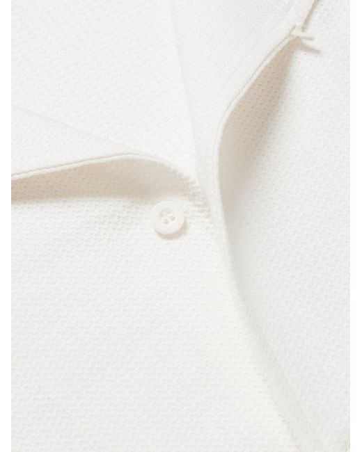 Sunspel White Convertible-Collar Cotton-Piqué Polo Shirt for men