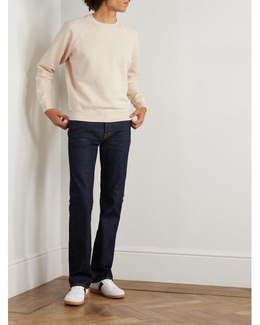 Tom Ford Natural Logo-appliquéd Garment-dyed Cotton-jersey Sweatshirt for men