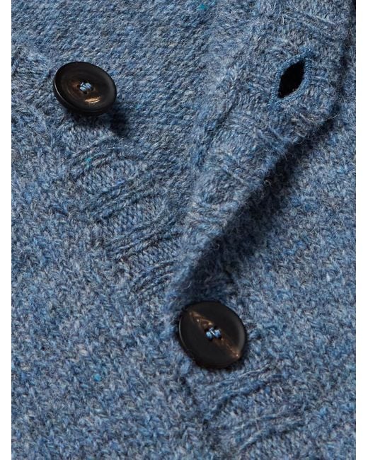 William Lockie Blue Shetland Wool Cardigan for men