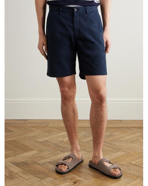 Mr P. Blue Straight-Leg Garment-Dyed Cotton-Blend Twill Bermuda Shorts for men