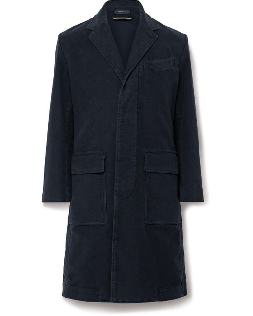 Drake's Blue Slim-fit Cotton-moleskin Overcoat for men