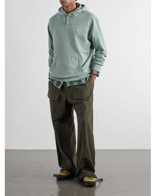 Polo Ralph Lauren Green Logo-Embroidered Cotton-Jersey Hoodie for men