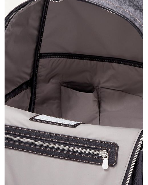 Brunello Cucinelli Black Full-grain Leather Backpack for men