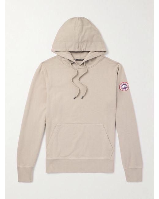 Canada Goose Natural Huron Logo-Appliquéd Organic Cotton-Jersey Hoodie for men
