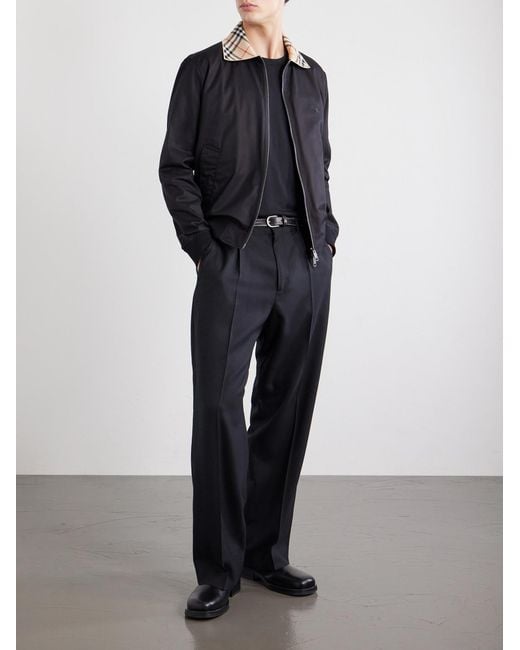 Burberry Black Checked Logo-Embroidered Cotton Blouson Jacket for men