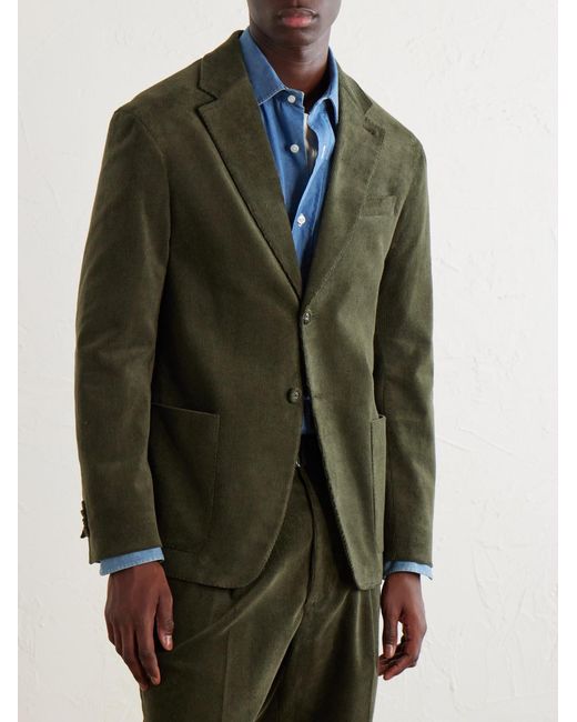 Officine Generale Green Michel Cotton-Blend Corduroy Suit Jacket for men