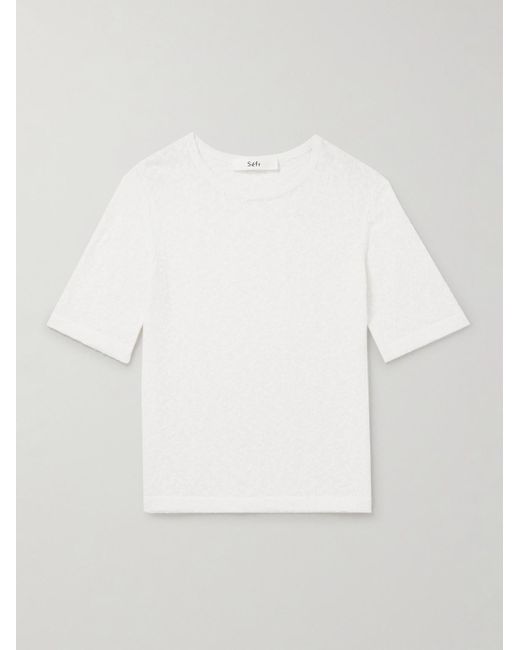 Séfr White Tolomo Oversized Textured Cotton-blend T-shirt for men