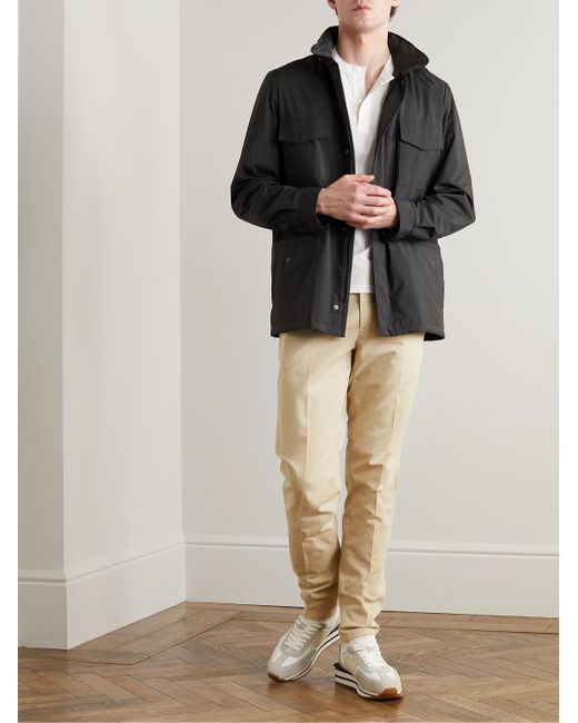 Loro Piana Natural Pantaflat Slim-Fit Pleated Stretch-Cotton Trousers for men