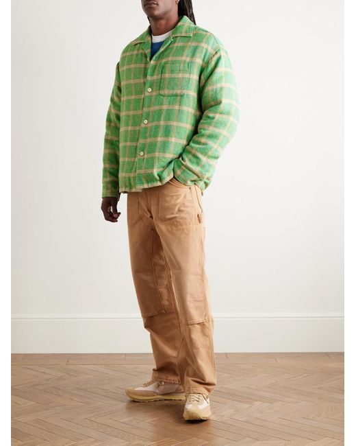 Visvim Green Keesey Checked Linen And Wool-Blend Down Jacket for men