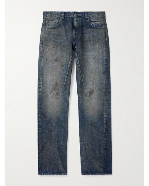 Rick Owens Blue Drkshdw Kurdt Straight-leg Distressed Jeans for men