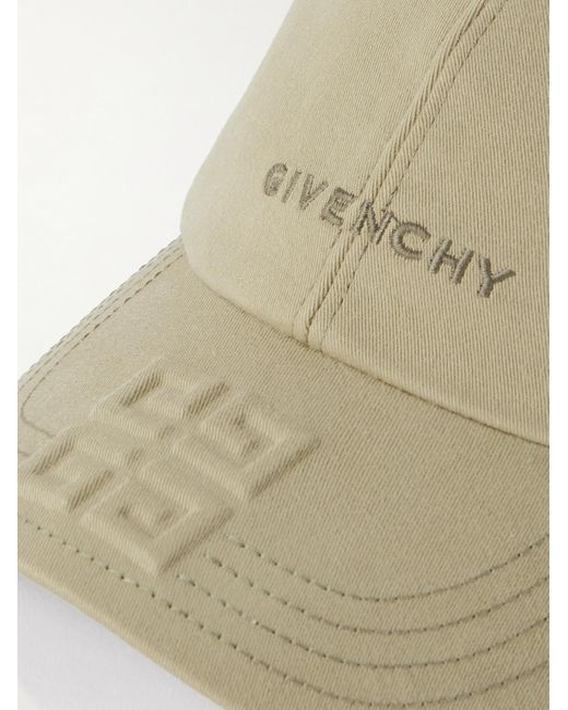 Givenchy Natural Baseballkappe aus Baumwoll-Twill mit Logostickerei und -prägung