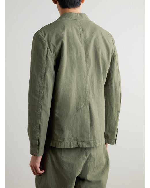 Folk Green Lunar Linen And Cotton-Blend Suit Jacket for men