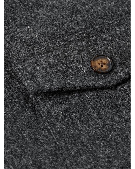 Portuguese Flannel Black Wool-Tweed Overshirt for men