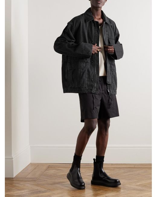 Acne Black Ostera Oversized Garment-dyed Cotton-ripstop Chore Jacket for men