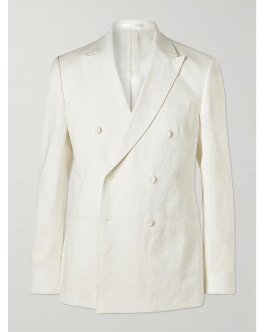 Mr P. Natural Double-Breasted Linen Tuxedo Jacket for men