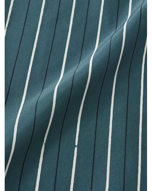 Paul Smith Blue Slim-Fit Striped Silk-Satin Shirt for men