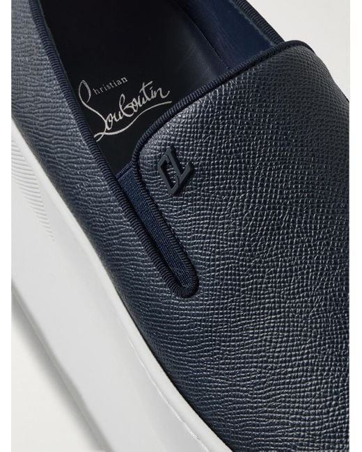 Christian Louboutin Blue Boatissimo Cross-Grain Leather Slip-On Sneakers for men