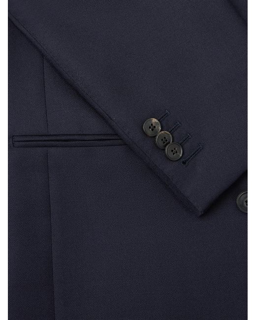 Saman Amel Blue Double-breasted Wool Suit Jacket for men